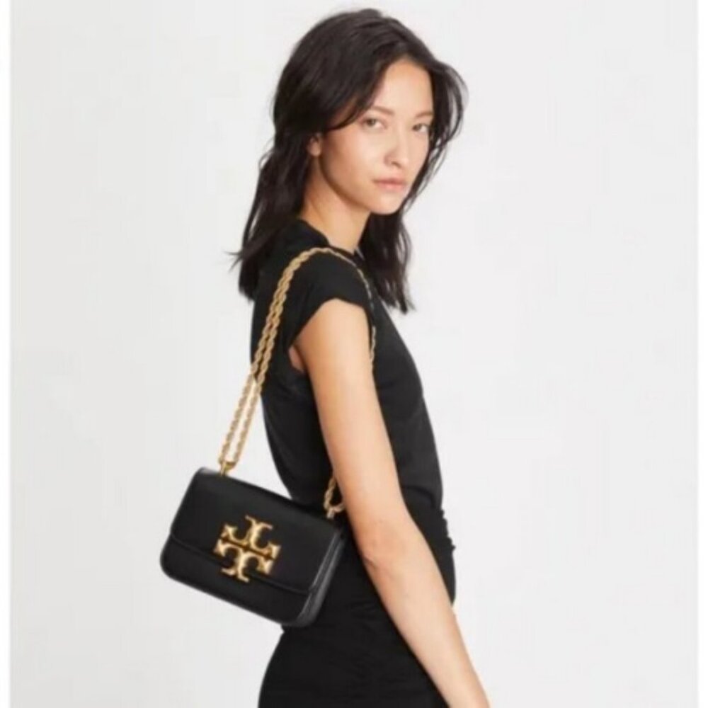 Refined Tory Burch Black Flap Shoulder Bag